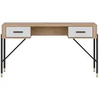 Furniture24 Bureau Dante Dt23, 140 x 75 x 56 cm - Cremona eikenhout/wit