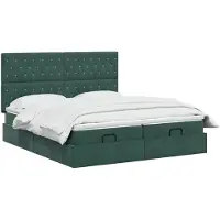 vidaXL Ottomanbed met matras en LED-verlichting, donkergroen, 180 x 200 cm, fluweel