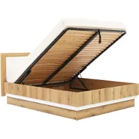 Furniture24 Bed 180x200 cm, Besto Bt12, metalen frame met gasveren, bedbodem, afwerking: Evoke eik/Alpinwit