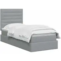 vidaXL Opslag bed met matras met opslag Lichtgrijs 90 x 200 cm Stof