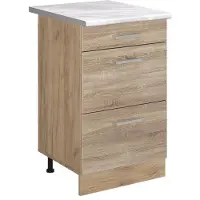 Vicco Keukenonderkast R-Line, Sonoma/Goudkleurig Eiken, 50 cm marmer werkblad