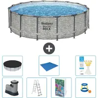 Bestway Steel Pro MAX, ronde opblaasbare zwembad - 488x122 cm - 6-delig, model S568