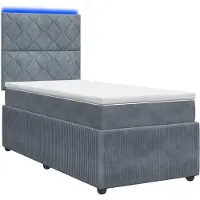 Syfax LED Boxspring Bed met Matras Donkergrijs 90 x 190 cm Fluweel