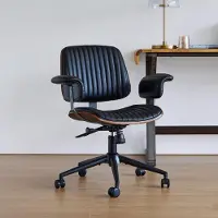 Great han Kantoelstoel, lederen, ergonomische bureaustoel, draaistoel, chefstoel, in hoogte verstelbaar, met armleuningen, zwart