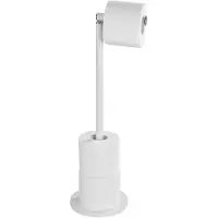 Wenko Toiletrolhouder 2-in-1 mat wit staal - Reserverolhouder - Toiletpapier houder vrijstaand - WC Rolhouder staand
