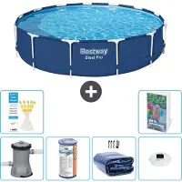 Bestway Steel Pro, ronde opblaasbare zwembad - 396x84 cm - 5-delig, model S275