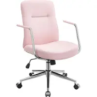 Markenlos Rootz - Bureau stoel in pastelroze - Stalen frame - Schuimzitting - Polyurethanbekleding - Verstelbare hoogte - 60cm x 60cm x (93-103cm)