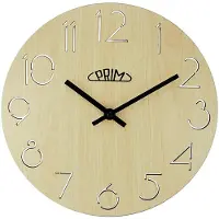 Prim Wandklok Natural B, lichtbruin hout, diameter 280 mm, quartz uurwerk