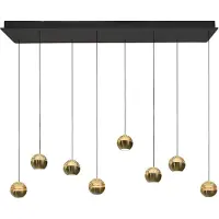 Steinhauer Belluno 4592ME – 8-lichts zwart messing hanglamp met Cable Lift
