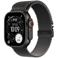 Apple Watch Ultra 3 (2025), 5G, 49mm, zwarte titanium kast met zwarte titanium Milanese band - zwart