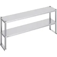 Sweiko Dubbel uitgevoerd, roestvrijstalen werkblad met twee niveaus, afmetingen 305 x 1524 mm