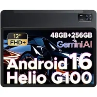 Doogee Tab E3+ -Tablet-Android 15- 12 inch 90Hz FHD+ - 4G LTE-Gemini AI-32GB ROM+256GB ROM（2TB TF）-Helio G100-8800mAh/18W-Vier luidsprekers-Face ID-5G Wi-Fi-A GPS-GPS-Zwart