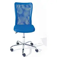 Markenlos Ergonomische bureaustoel - Hoogteverstelbare rugleuning, verstelbare lendensteun, blauw/zilver