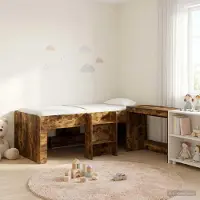 Prolenta Maison Exclusive - Stapelbed met bureau voor kinderen, 2 stuks, gerookt eikenhout