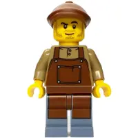 LEGO Minifiguur: Bootmonteur - Man, donkerbruin shirt met (bdp204)