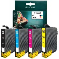 Evoke compatibele inkt voor Epson 503XL T503, 4 stuks CMYK: zwart, cyaan, magenta, geel, 42 ml, geschikt voor Expression Home XP-5200 5205; WorkForce WF-2960DWF 2965DWF