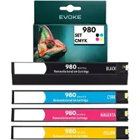 Evoke compatibele inkt voor HP 980 HP980, 4x CMYK: Zwart, Cyaan, Magenta, Geel, 580 ml, geschikt voor OfficeJet Enterprise modellen: X555, X555dn, X555xh; en MFP modellen: X585, X585dn, X585f, X585z