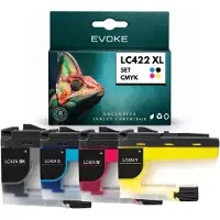 Evoke compatibele inkt voor Brother LC-424XL LC424XL LC-424 LC424, 4 stuks CMYK: zwart, cyaan, magenta, geel, 45 ml, geschikt voor DCP-J1200W J1200WE