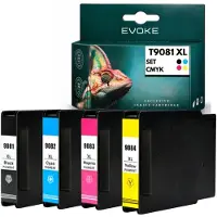 Evoke compatibele inkt voor Epson T9081 T9082 T9083 T9084, 4x CMYK: zwart, cyaan, magenta, geel, 340 ml, geschikt voor WorkForce Pro WF-6090DW, 6090DTWC, 6090D2TWC, 6590DWF, 6590DTWFC, 6590D2TWFC