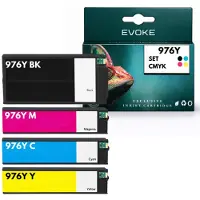 Evoke compatibele inkt voor HP 976Y HP976, 4x CMYK: zwart, cyaan, magenta, geel, 1210 ml, geschikt voor 56000 pagina's, PageWide Managed P55250dw, P57750dw