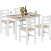HOMCOM Dining Table Set-Kiefernholz-108 x 65 x 75 cm-Natur/Weiß
