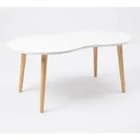 VCM Couchtisch, Beistelltisch im Retro-Design, 90 x 50 cm, Wohnzimmertisch mit organischer Tischplatte - Barilo