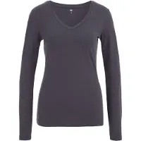 We fashion - Dames T-shirt met V-hals - Slim Fit - Donkergrijs - Katoen - Maat: S