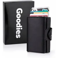 Goodies Pasjeshouder Uitschuifbaar - RFID Creditcardhouder - 14 Pasjes - Anti-diefstal - Kaarthouder - Zwart - Leer & Aluminium - Incl. Cadeauverpakking