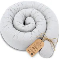 Totsy Baby Zijslaper kussen Lichaamskussen 400 cm Katoen - Lang kussen bed rol slaapkussen nek rol Decoratie voor kinderkamer Oeko-Tex Grijs