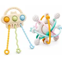 Bitey Rammelaar Set - Montessori Speelgoed - BPA-vrij - Grijp- en Bijtspeelgoed - Kraamcadeau - Baby Speelgoed - Spelen en ontdekken - vanaf 3 maanden