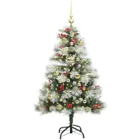 vidaXL Kunstkerstboom Groen en wit 120 cm PVC en Metaal en Plastic