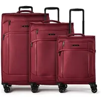 D & N d&n Travel Line 9804 4 wielen Kofferset 3-delig met uitbreidingsplooi rood