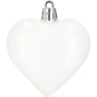 Springos Kerstboomballen - - 7 cm - 8 stuks - Onbreekbare witte harten - Elegante versieringen