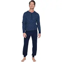 Pastunette Pyjama lang 'Blue Draft' donkerblauw