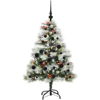 vidaXL Kunstkerstboom Groen en wit 120 cm PVC en Metaal en Plastic
