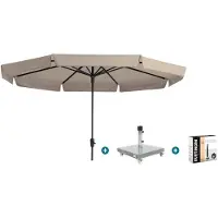 Madison Syros Luxe stokparasol Ø350 cm. - Ecru met Sevilla voet en hoes