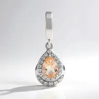 Cavill - Elegante Hanger met 0,53 ct Braziliaanse Peervormige Morganiet - 925 Sterling Zilver Geplatineerd - Cambodjaanse Zirkonia - Dames Sieraden