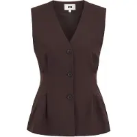 We fashion - Dames slim fit gilet met plooidetail - Slim Fit - Donkerbruin - Maat: 34