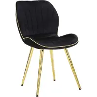 Mauro Ferretti Set van 2 Paris Space stoelen in zwart/goud – Beklede stoelen van zwart kunstleer met een ergonomische rugleuning – Glamoureuze en elegante stijl