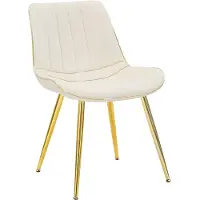Mauro Ferretti Set van 2 Paris Glam stoelen in crème en goud – Beklede stoel met een goudkleurig metalen frame, afmetingen 51 x 59 x 79 cm – Designstoel