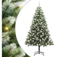 vidaXL Kunstmatige Scharnierende Kerstboom met Gevlokte Sneeuw Warmwit