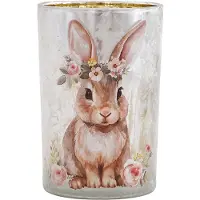 Clayre & Eef Waxinelichthouder Grijs Glas