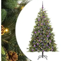 vidaXL Kunstmatige Scharnierende Kerstboom met Kegels 300 LED's Groen