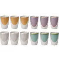 Excellent houseware Beker aardewerk - 280ml - 4 assorti - set/12