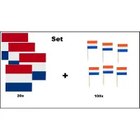 Wefiesta 20 stuks Servetten Holland 33cm x 33cm 3 laags + 100x Cocktailprikkers Holland - Holland set - Nederland thema feest WK voetbal