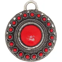 Zeeuws Meisje - Zeeuwse Knoop hanger met rood emaille, rood bol midden