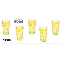 TakeAware 500x Milkshake beker Relax geel 450ml - Karton - Drinken beker thema feest festival evenement fun diner milkshakebeker