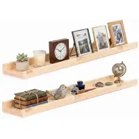 Springos Wandplank - Boekenplank - Ophangbaar - Kruidenplank- Naturel - Grenenhout - 10 Kg - 80 cm - 2 Stuks