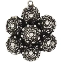 Zeeuws Meisje - Bloemvormige Zeeuwse Knoop Hanger met Zes Zeeuwse Knopjes Zwaar Verzilverd