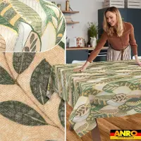 ANRO Tafelkleed Griekse ornamenten Beige 180x120cm Rechte rand Afwasbaar Waterafstotend